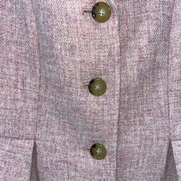 Talbots Women's 4P Pink 100% Wool Peplum 3 Button Polyester Lined Blazer - Picture 5 of 6
